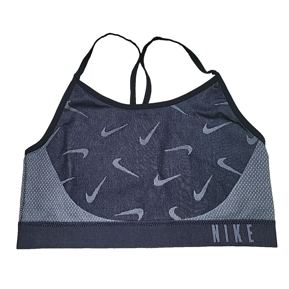 Nike Indy Girls Small Black & Gray Athletic DriFit Wireless Unlined Sports Bra